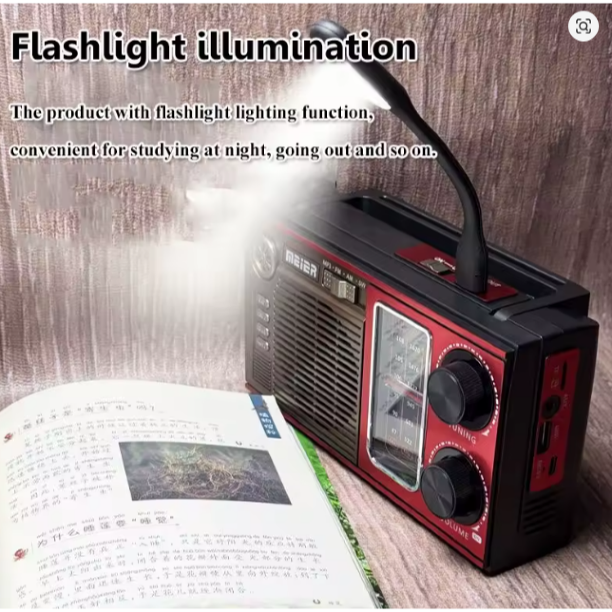 Meier M-538BT-S Ραδιόφωνο Bluetooth με Ηλιακό Πάνελ, AM/FM/SW, MP3 Player, TF & USB – Κόκκινο