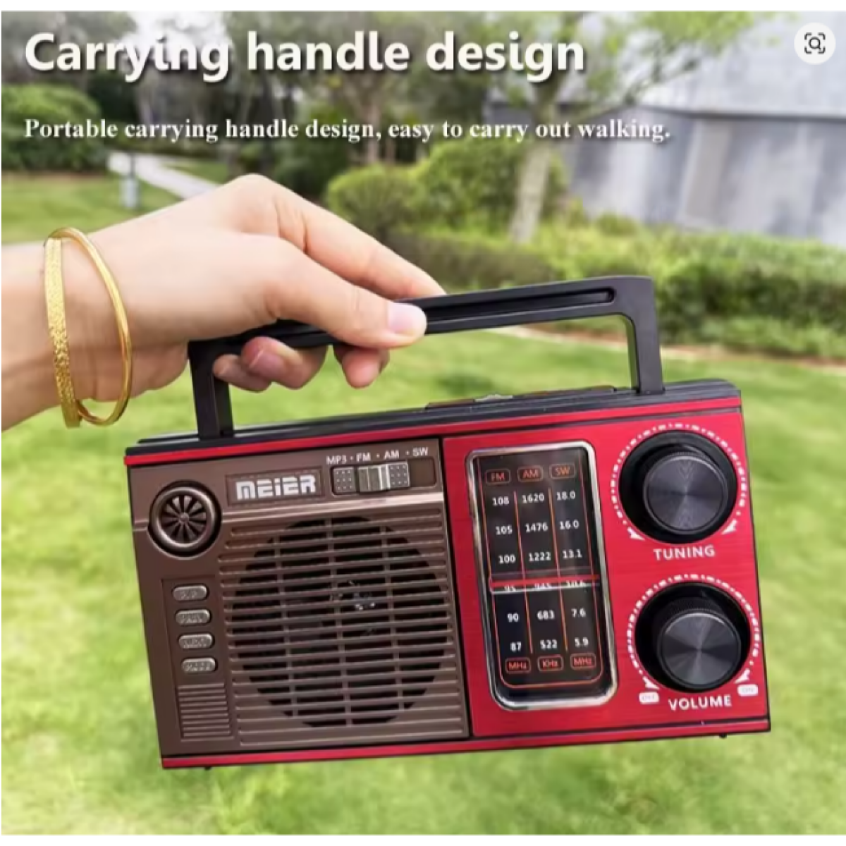 Meier M-538BT-S Ραδιόφωνο Bluetooth με Ηλιακό Πάνελ, AM/FM/SW, MP3 Player, TF & USB – Κόκκινο