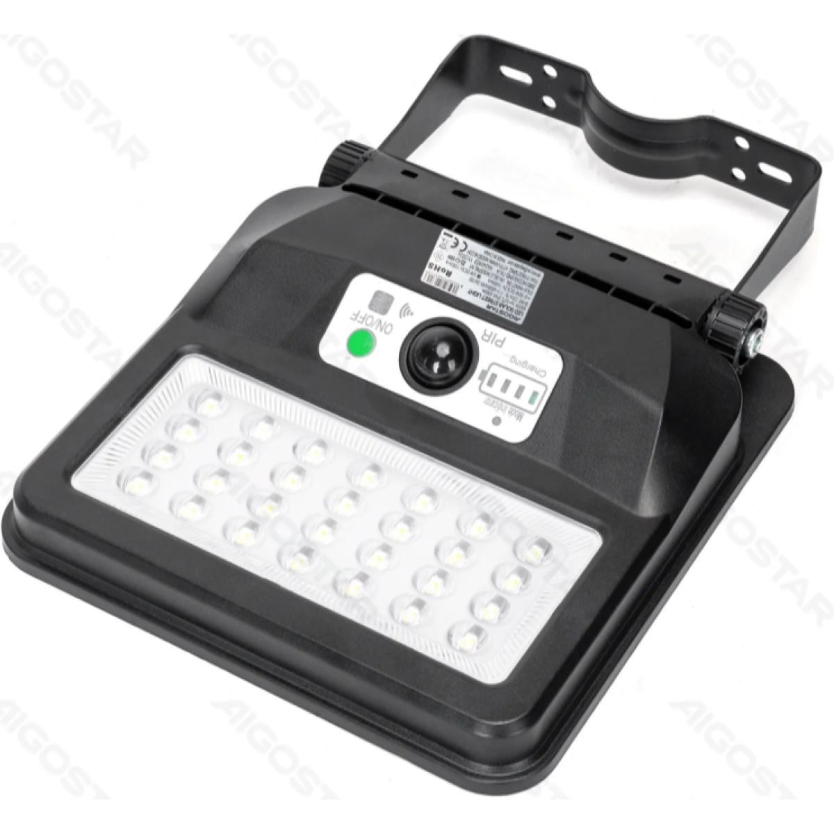 Aigostar Ηλιακός Προβολέας Δρόμου LED 50W με Αισθητήρα Κίνησης – 6500K, 500lm, IP65, 4000mAh