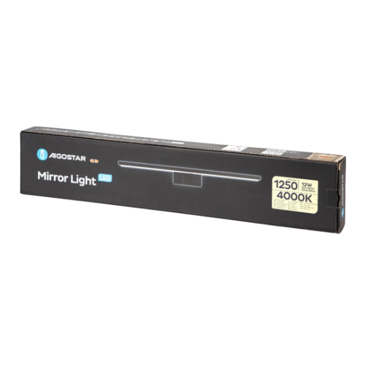 Aigostar LED Φωτιστικό Καθρέφτη 12W – 1250lm, 4000K, IP44, Τοίχου - Μαύρο/Ασημί