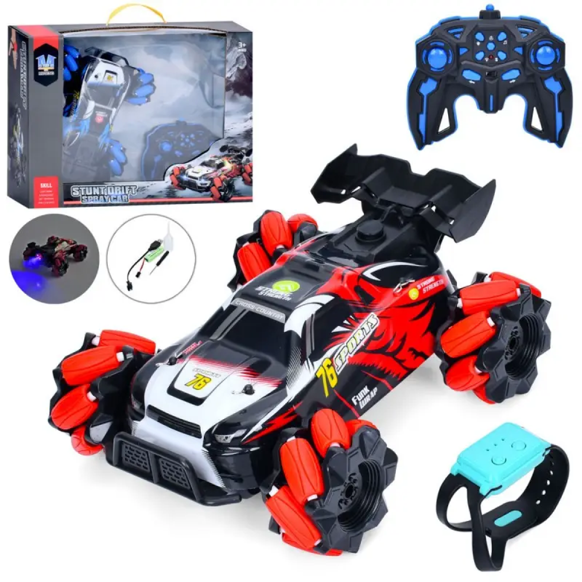 Τηλεκατευθυνόμενο Αυτοκίνητο RC Stunt Car 2.4GHz 4WD με Gesture Control, Φώτα, Ήχους & Εφέ Καπνού
