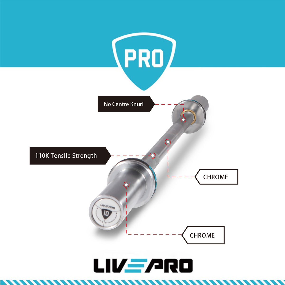 Live Pro Ολυμπιακή Μπάρα 120cm - Image 2