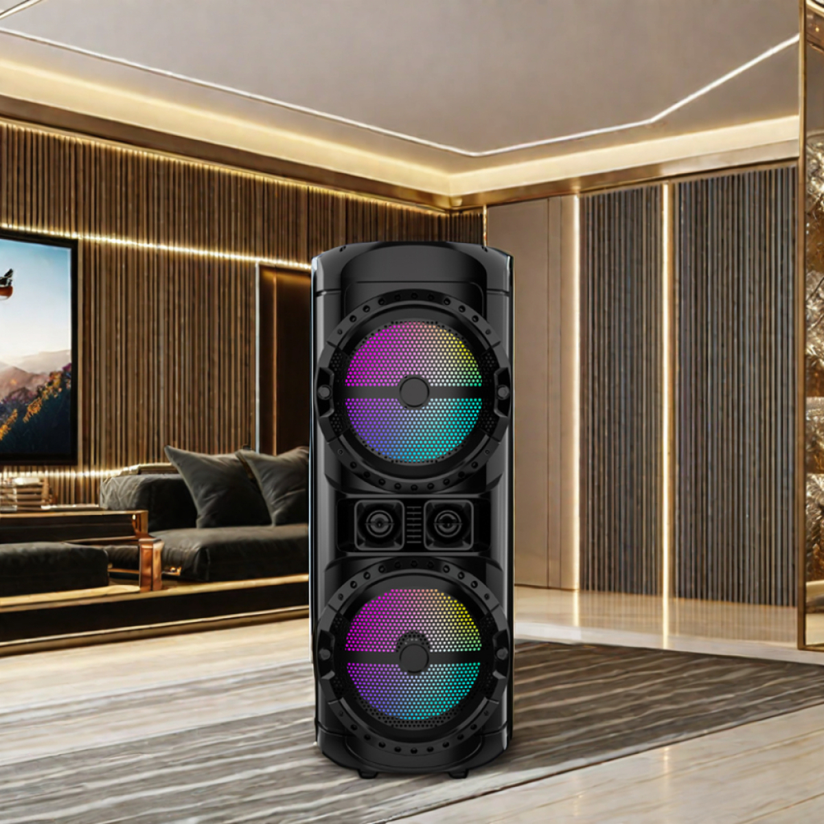 SING-E ZQS12201 Φορητό Bluetooth DJ Ηχείο 2×12″ 80W με Ισχυρό Μπάσο, Karaoke & LED Φωτισμό