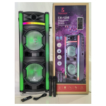 AVCROWNS CH-1286 Karaoke Ηχείο 2x12" 20000W Επαναφορτιζόμενο με 2 Ενσύρματα Μικρόφωνα & Τηλεχειριστήριο – Μαύρο