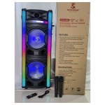 AVCROWNS CH-1286 Karaoke Ηχείο 2x12" 20000W Επαναφορτιζόμενο με 2 Ενσύρματα Μικρόφωνα & Τηλεχειριστήριο – Μαύρο