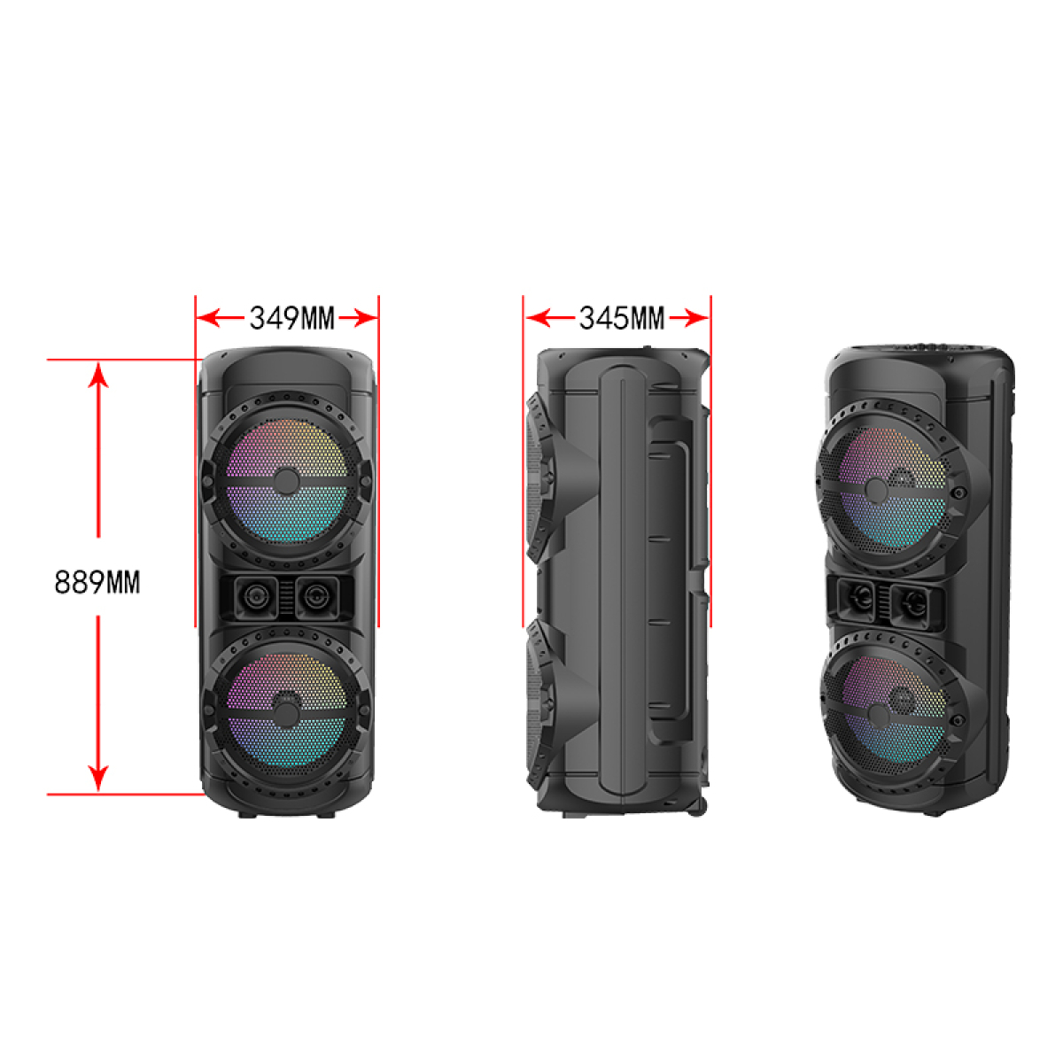 SING-E ZQS12201 Φορητό Bluetooth DJ Ηχείο 2×12″ 80W με Ισχυρό Μπάσο, Karaoke & LED Φωτισμό