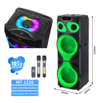 Φορητό Ηχείο Karaoke Bluetooth Party Box MT-1226 2x12" 80W με 2 Μικρόφωνα & Τηλεχειριστήριο
