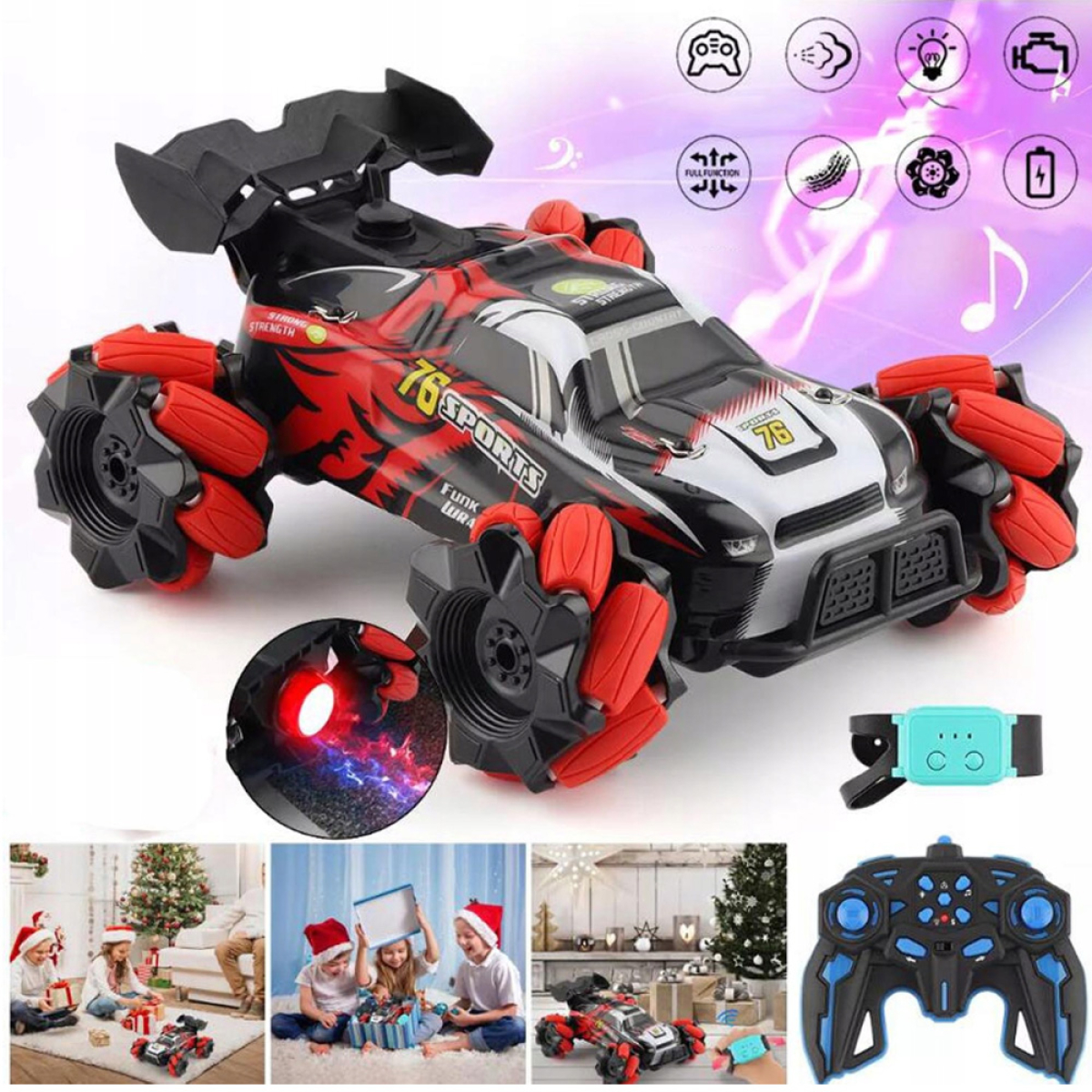 Τηλεκατευθυνόμενο Αυτοκίνητο RC Stunt Car 2.4GHz 4WD με Gesture Control, Φώτα, Ήχους & Εφέ Καπνού