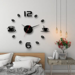 Αυτοκόλλητο Ρολόι Τοίχου 3D DIY 50-120cm Coffee Μαύρο