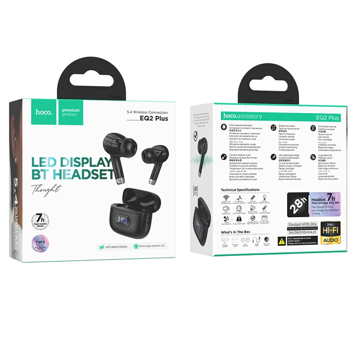 Ασύρματα Ακουστικά Bluetooth In-ear Με Θήκη Φόρτισης Hoco EQ2 Plus Thought True