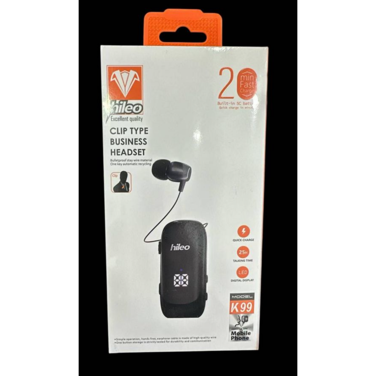 Ασύρματο Aκουστικό Bluetooth Headset Clip Type Business Με Μικρόφωνο Και Οθόνη LED Hileo K99