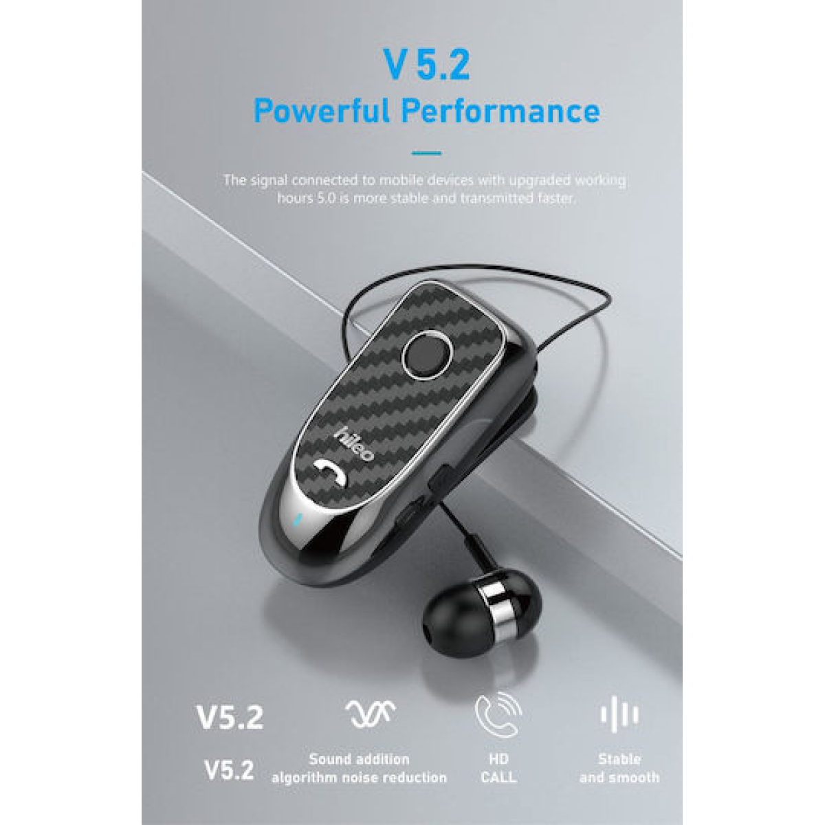 Ασύρματο In-Ear Aκουστικό Bluetooth Headset Clip On Hileo Hi60