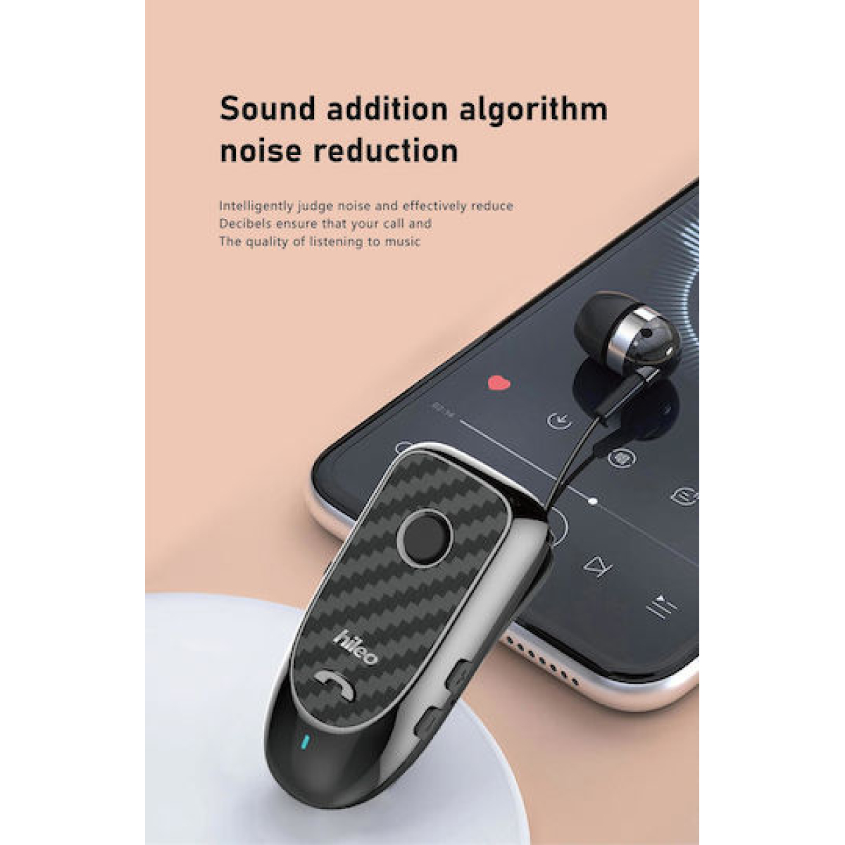 Ασύρματο In-Ear Aκουστικό Bluetooth Headset Clip On Hileo Hi60