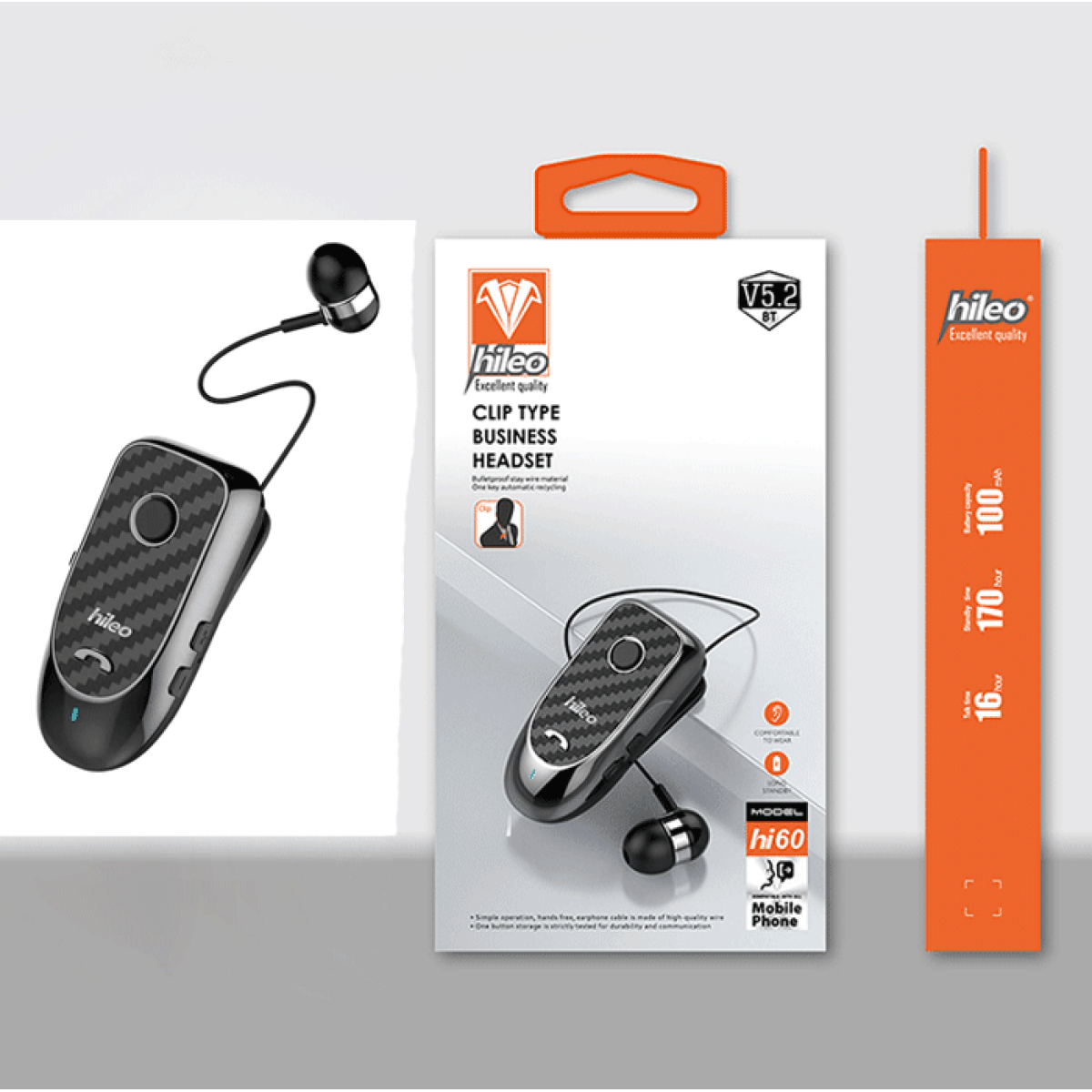 Ασύρματο In-Ear Aκουστικό Bluetooth Headset Clip On Hileo Hi60