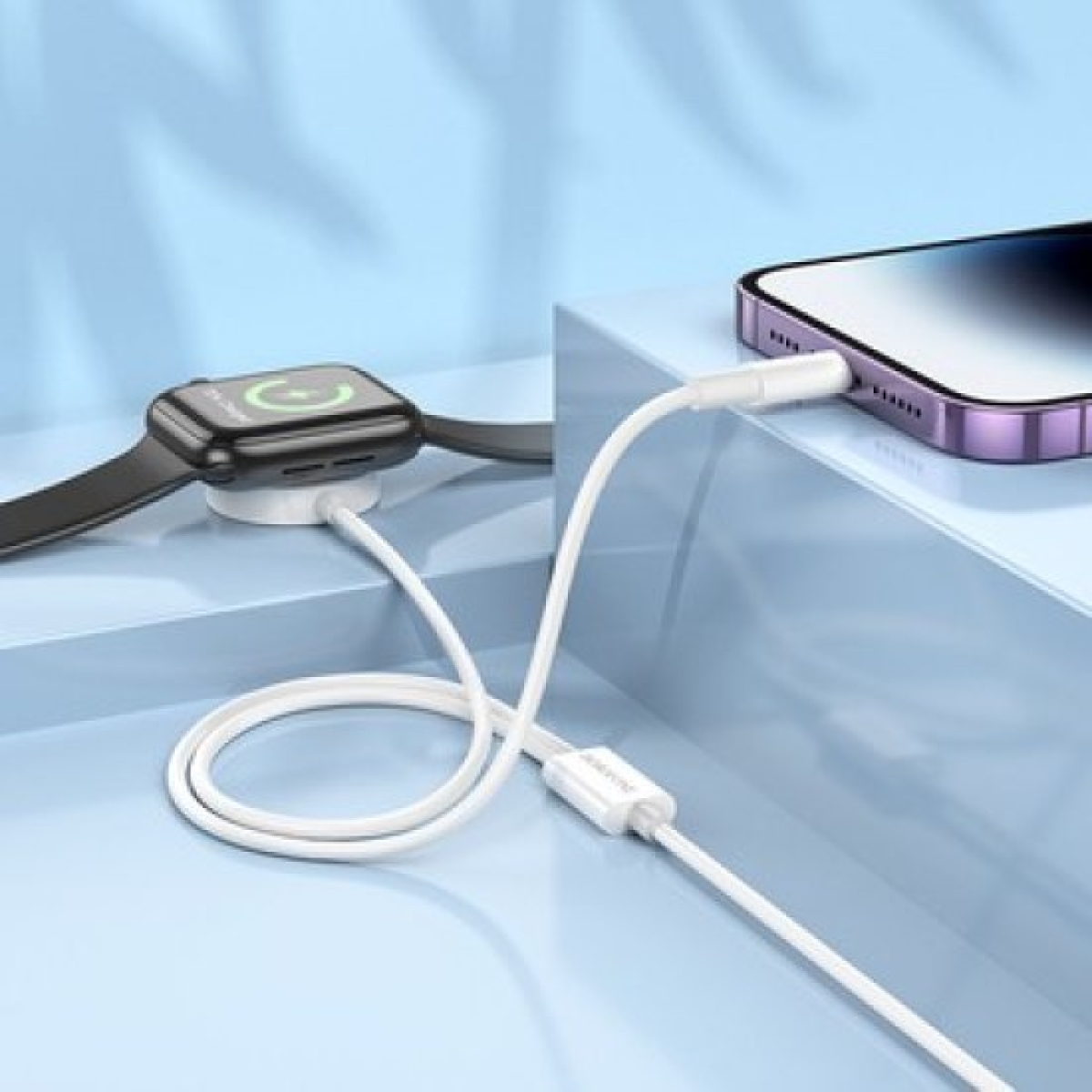 Ασύρματος Φορτιστής 2 σε 1 για Apple Watch και iPhone – Λευκό Borofone BQ22