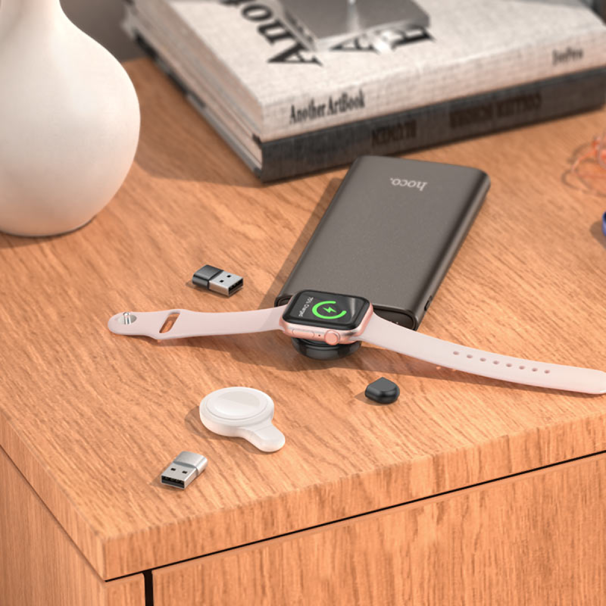 Ασύρματος Φορτιστής για Apple Watch με Προσαρμογέα Type-C σε USB Hoco CW36