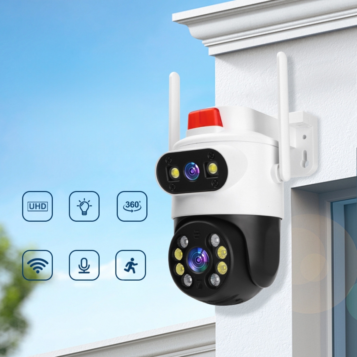 Κάμερα Ασφαλείας WiFi Dual Lens 8.0MP με LED, Έγχρωμη Νυχτερινή Όραση & Ανίχνευση Κίνησης