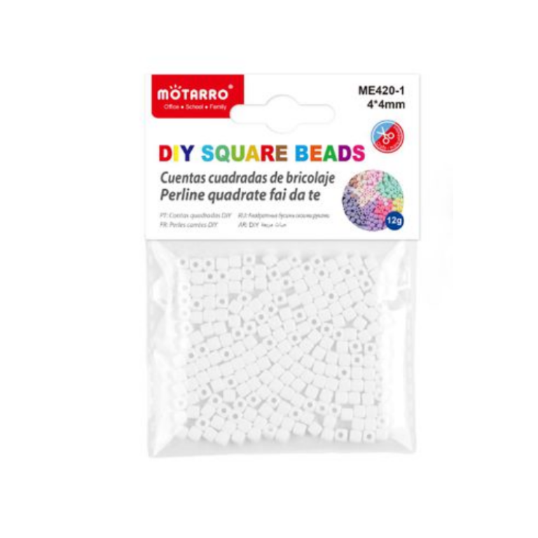 Χάντρες Τετράγωνες Χειροτεχνίας Λευκές 4mm 12g Motarro ME420-1