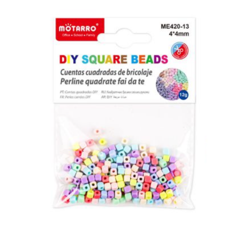 Χάντρες Τετράγωνες DIY Xρωματιστές 4mm 12g Motarro ME420-13