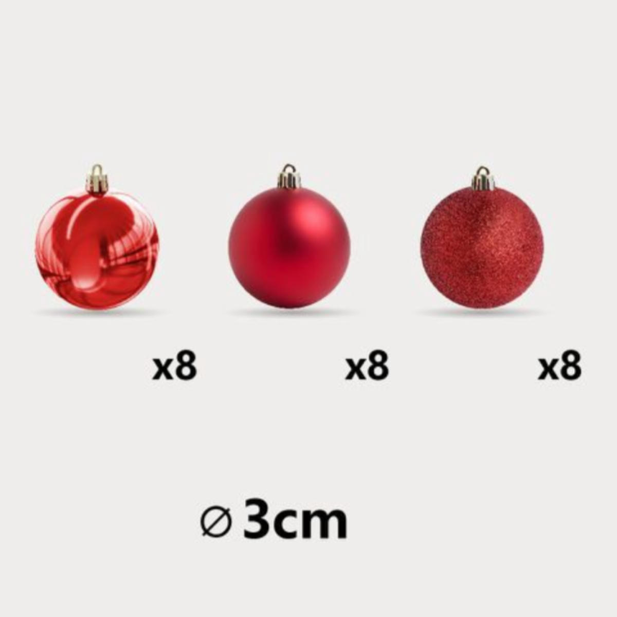 Χριστουγεννιάτικες Μπάλες Kόκκινες 3cm 24τμχ Kmt Style 299496