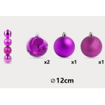 Χριστουγεννιάτικες Μπάλες Mωβ 12cm 4τμχ Kmt Style 299293