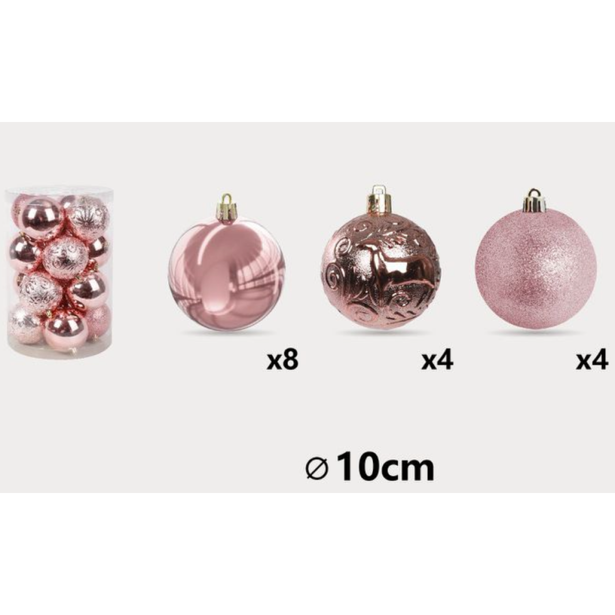 Χριστουγεννιάτικες Μπάλες Ροζ 10cm 16τμχ Kmt Style 299432