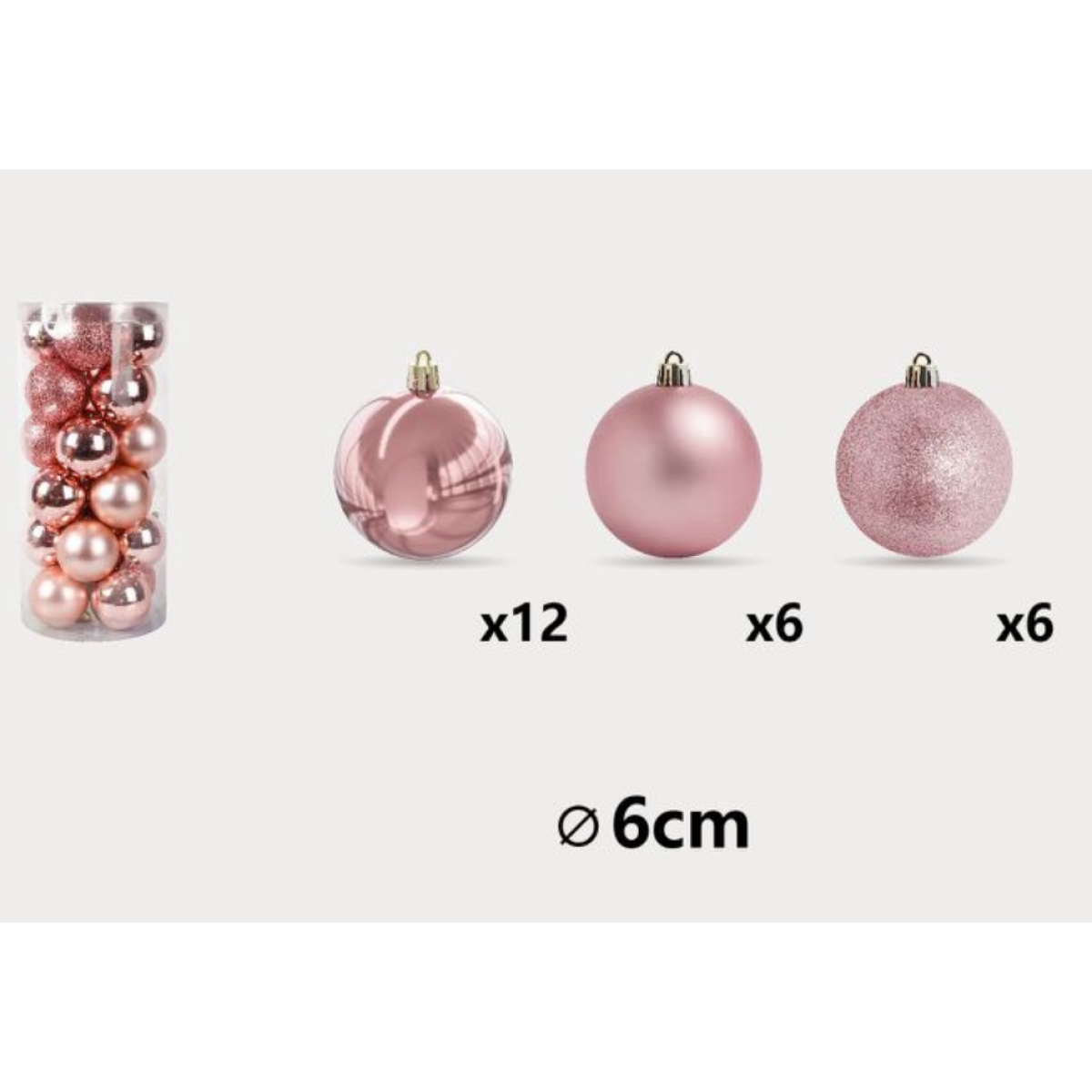 Χριστουγεννιάτικες Μπάλες Ροζ 6cm 24τμχ Kmt Style 299328