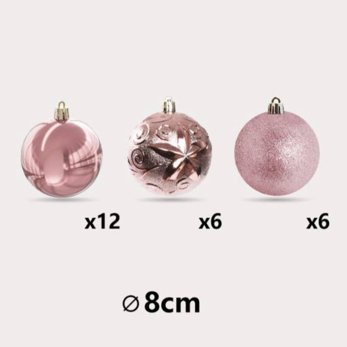 Χριστουγεννιάτικες Μπάλες Ροζ 8cm 24τμχ Kmt Style 299430