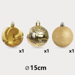 Χριστουγεννιάτικες Μπάλες Xρυσές 15cm 3τμχ Kmt Style 299354