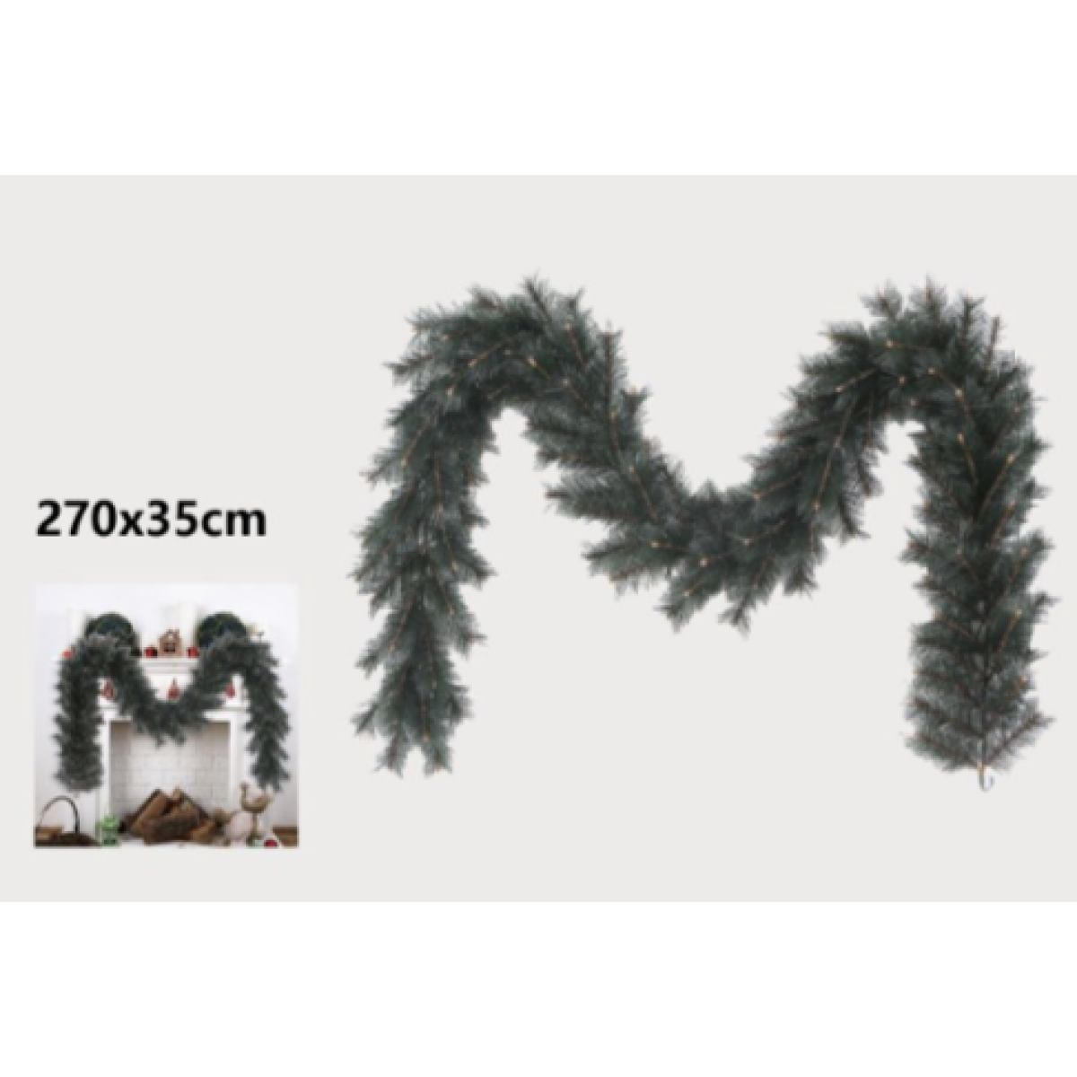 Χριστουγεννιάτικη Γιρλάντα Πράσινη 270cm Kmt Style 298022