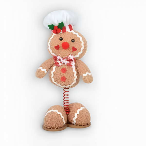 Χριστουγεννιάτικη Κούκλα Gingerbread με Ελατήριο 10x25.5cm Kmt Style 294646