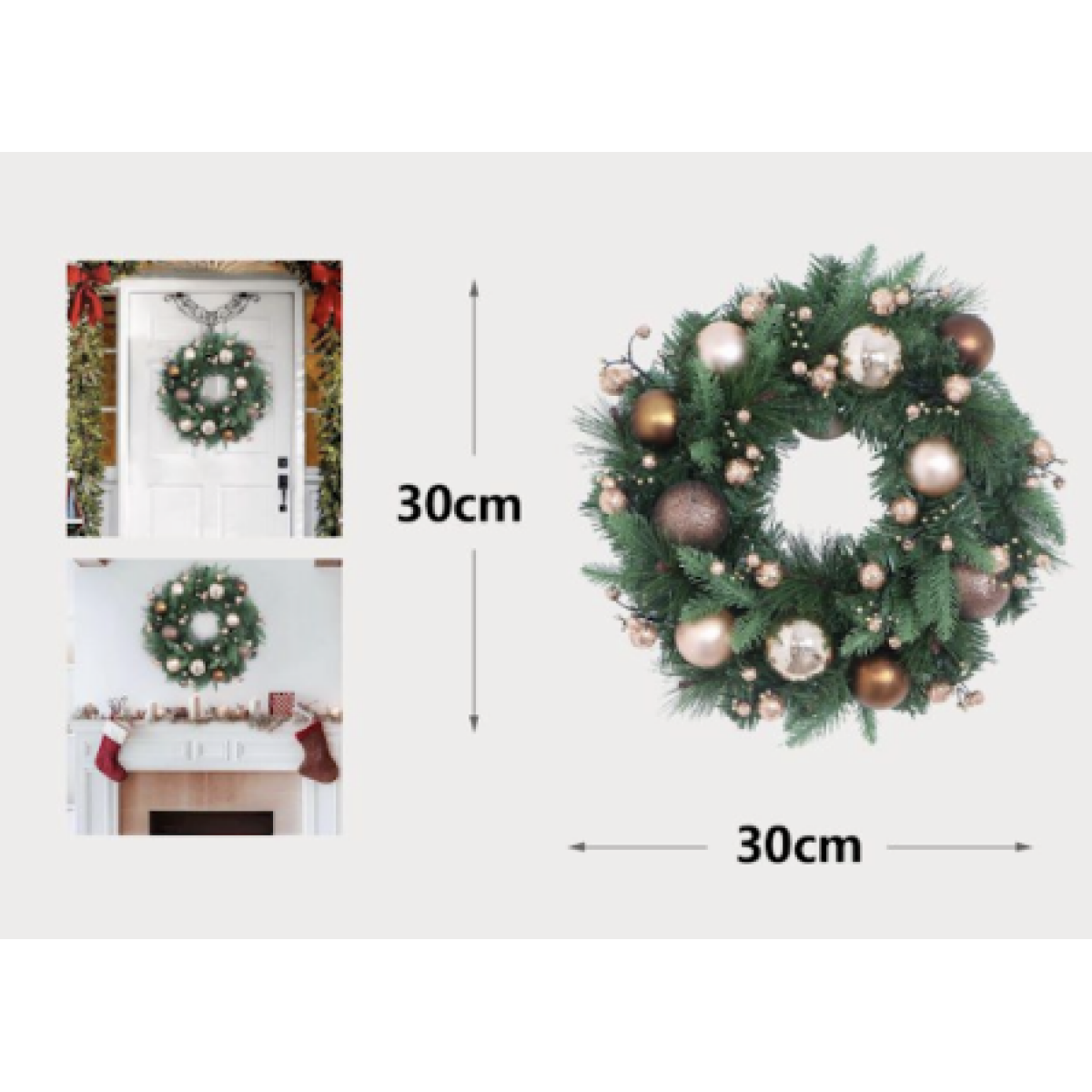 Χριστουγεννιάτικο Στεφάνι Με Μπάλες 30cm Kmt Style 298042