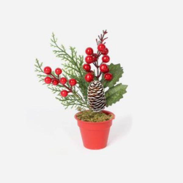 Χριστουγεννιάτικο Tεχνητό Φυτό σε Γλάστρα με Κουκουνάρια 23cm Kmt Style 283347
