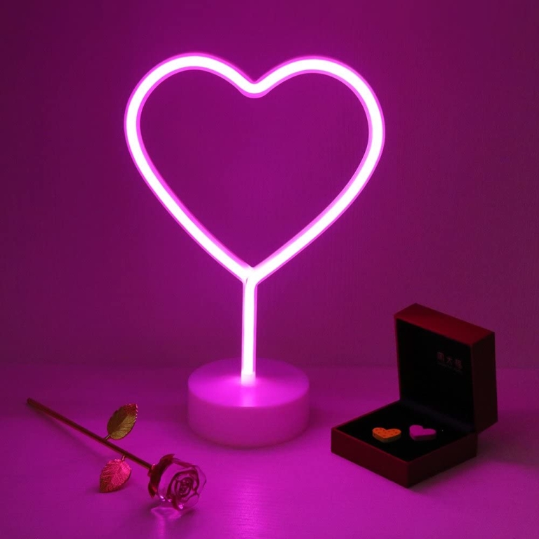 Διακοσμητικό Επιτραπέζιο LED Φωτιστικό Neon 22x18x12cm Καρδιά