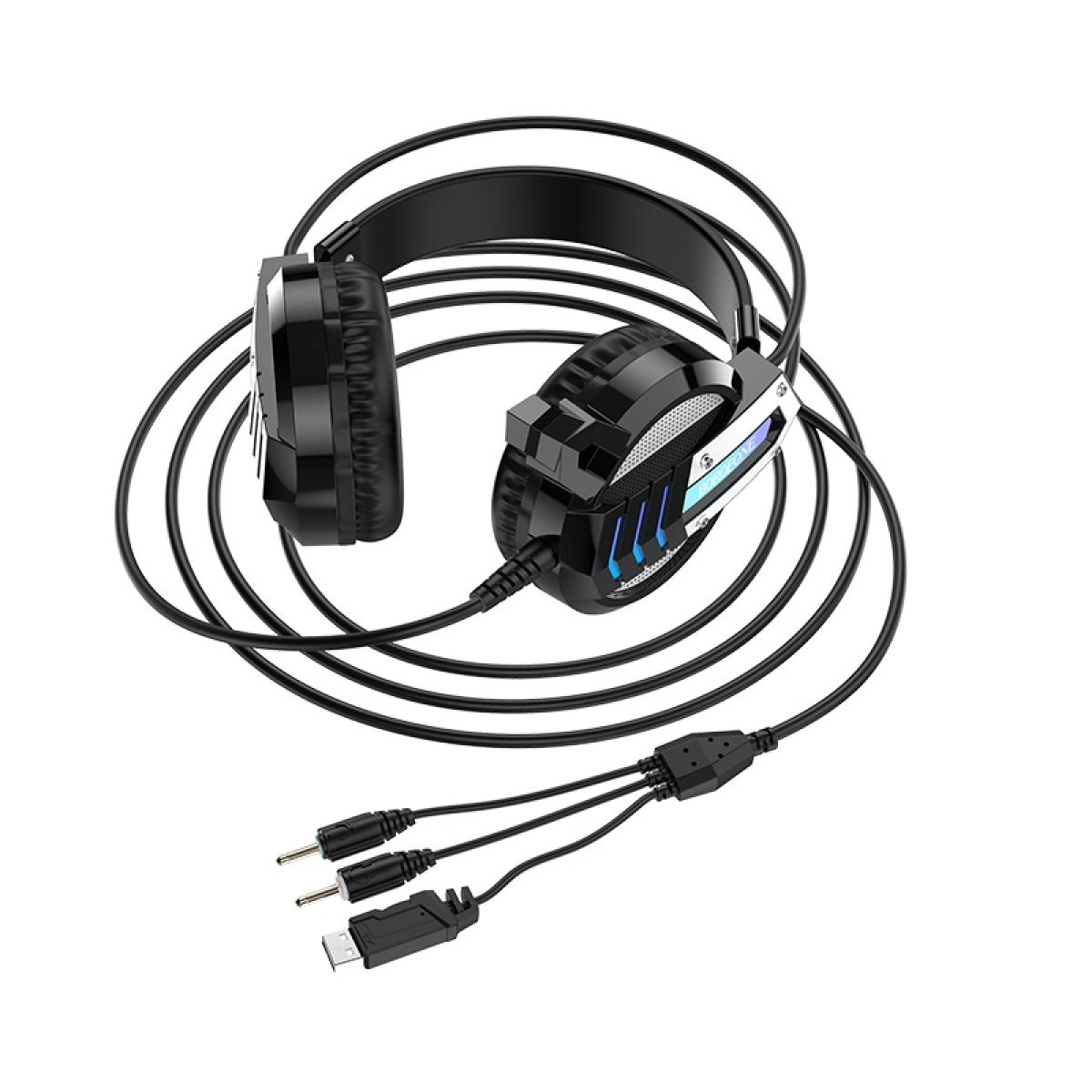 Ενσύρματα Ακουστικά Gaming Με Μικρόφωνο Και LED USB + 3.5mm 2.4m Borofone BO100