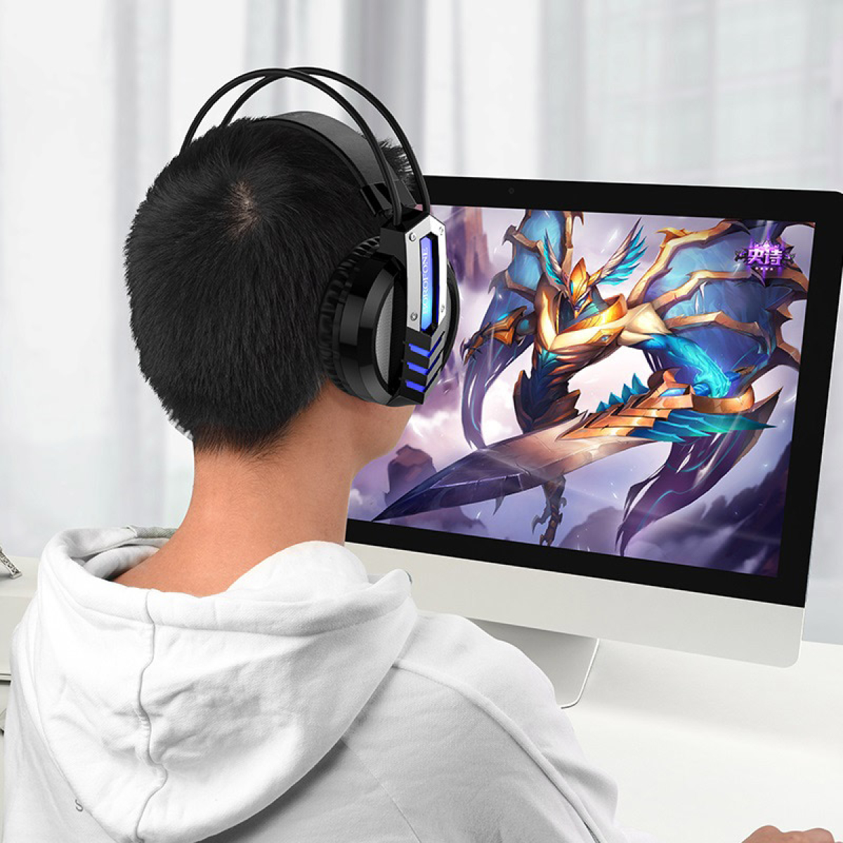 Ενσύρματα Ακουστικά Gaming Με Μικρόφωνο Και LED USB + 3.5mm 2.4m Borofone BO100
