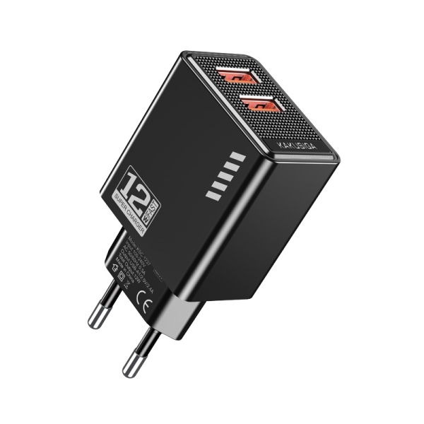 Φορτιστής 12W EU Με Διπλή Θύρα USB-A 2.4A Kakusiga KSC-1237