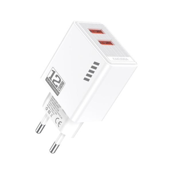 Φορτιστής 12W EU Με Διπλή Θύρα USB-A 2.4A Kakusiga KSC-1237