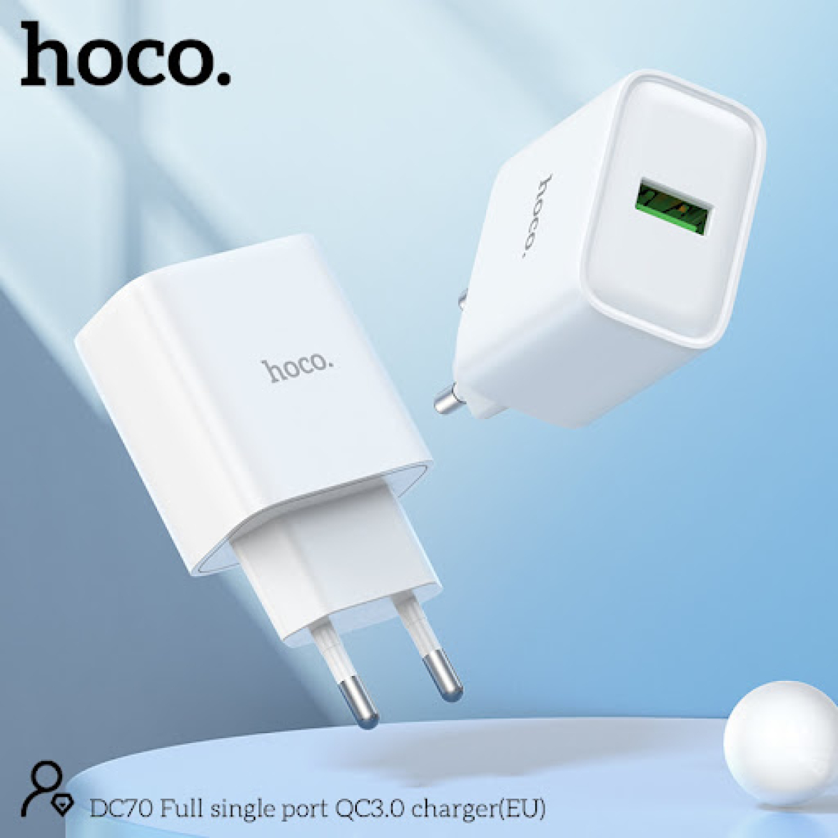 Φορτιστής 18W EU Με Θύρα USB-A Hoco DC70 Λευκός