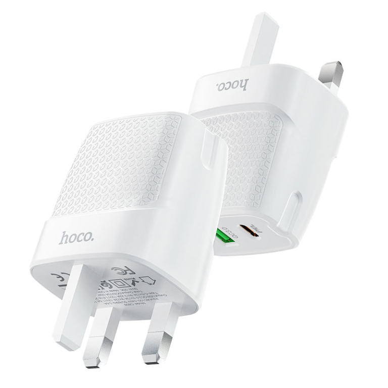 Φορτιστής 20W UK Με Θύρες USB-C & USB-A Hoco C85B Bright