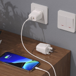 Φορτιστής 20W UK Με Θύρες USB-C & USB-A Hoco C85B Bright