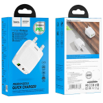 Φορτιστής 20W UK Με Θύρες USB-C & USB-A Hoco C85B Bright