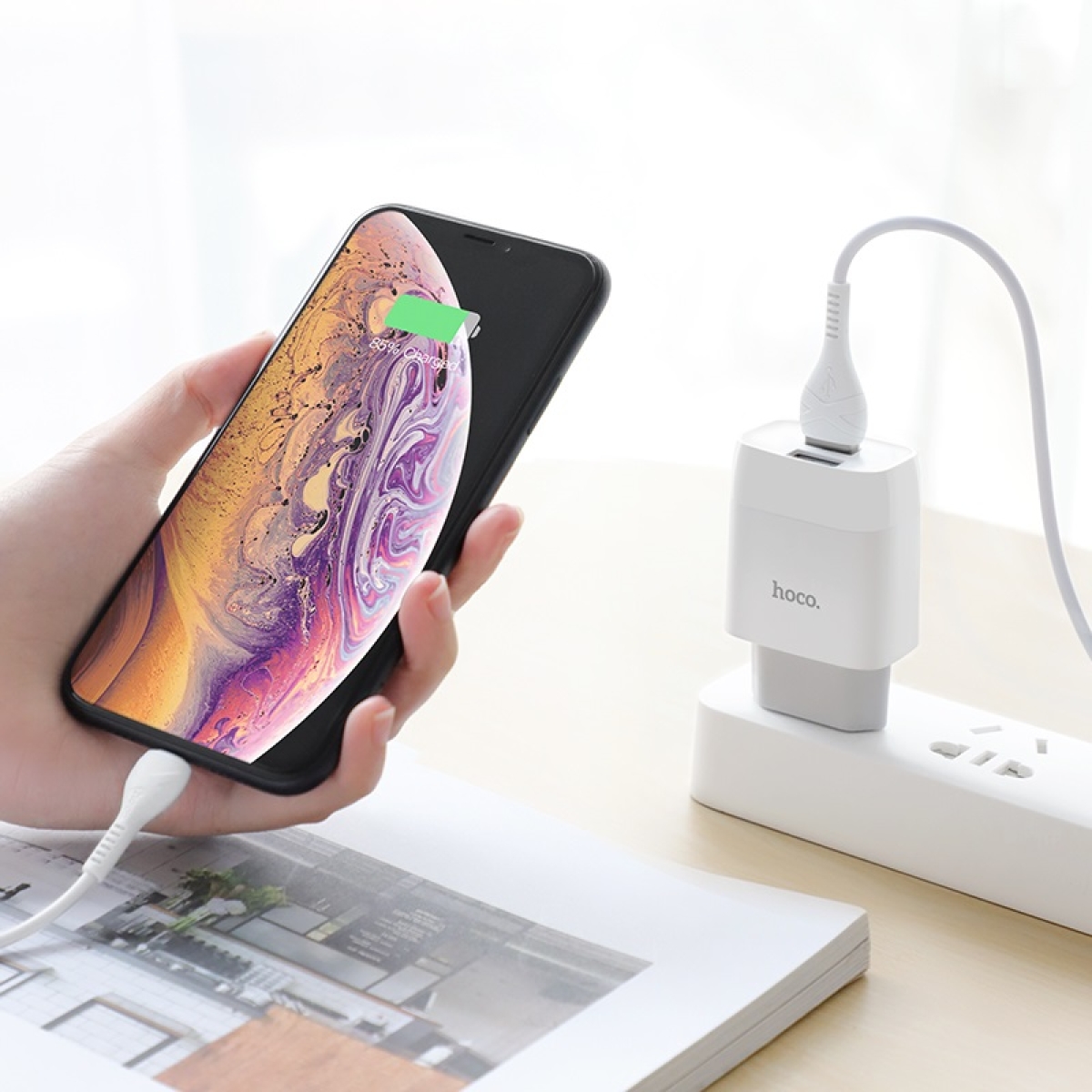 Φορτιστής 2xUSB-A με Καλώδιο Lightning Hoco C73A Glorious
