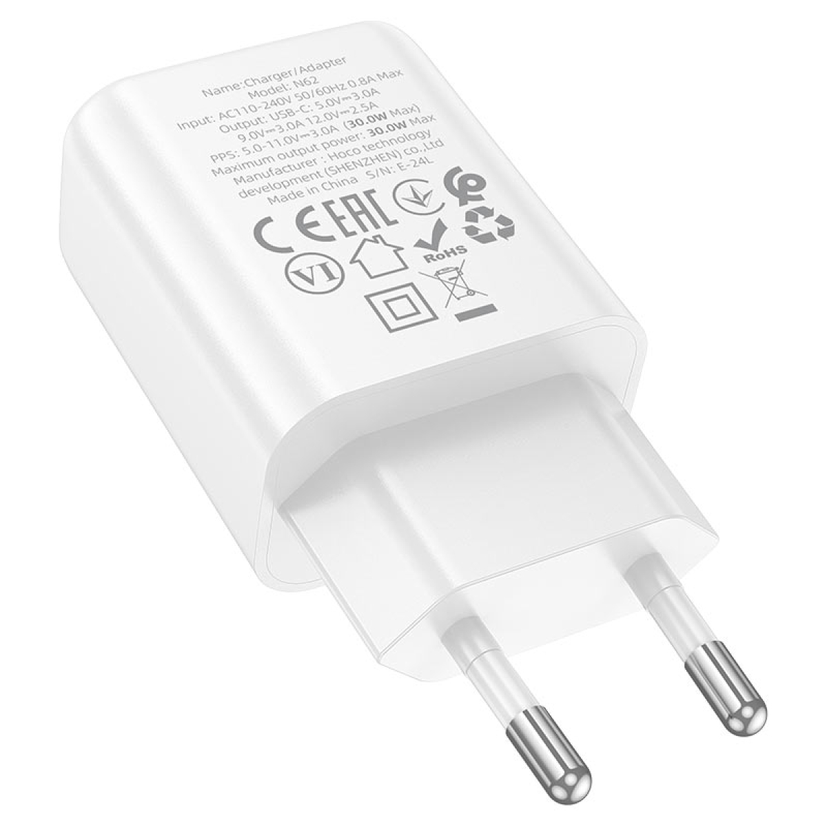 Φορτιστής 30W EU Με Θύρα USB-C PD3.0 Hoco N62 Gentle