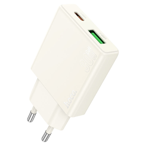 Φορτιστής 30W EU Με ΘύρεςUSB-A & Type-C Hoco N45 Biscuit