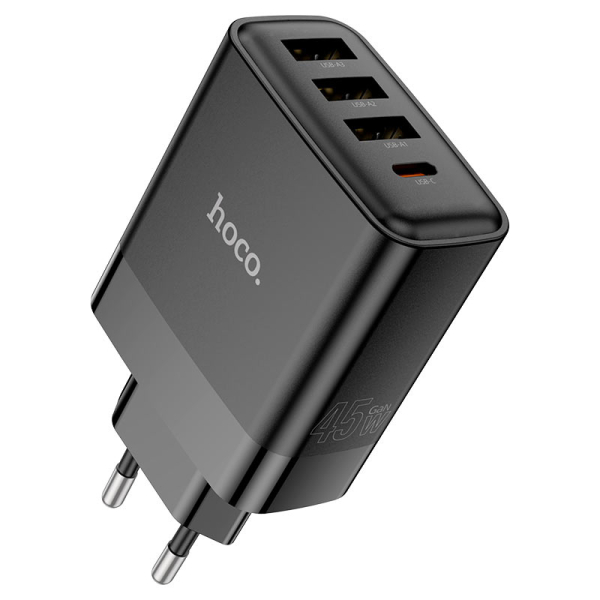 Φορτιστής 45W EU Με Θύρες USB-C & 3×USB-A Hoco C127A Intelligent