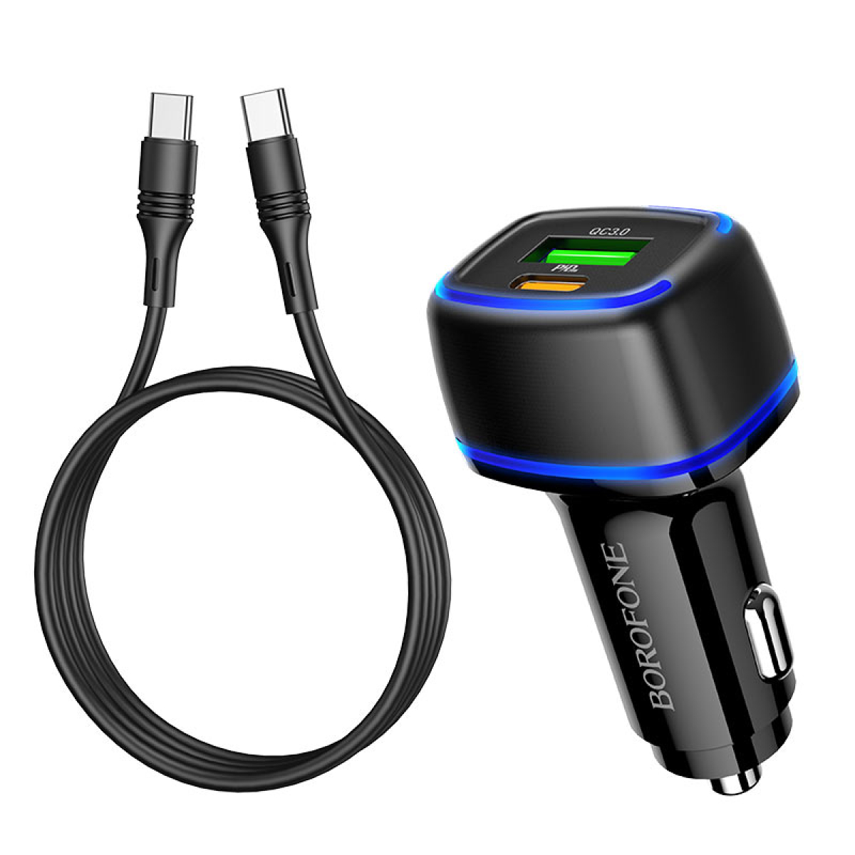 Φορτιστής Αυτοκινήτου PD20W + QC3.0 Με Καλώδιο 1m USB-C σε USB-C Borofone BZ14A Mercury