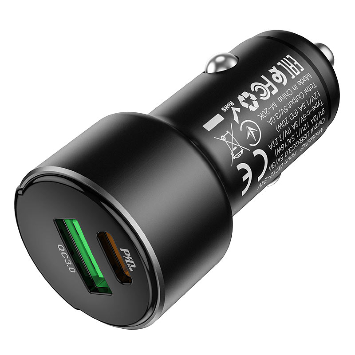 Φορτιστής Αναπτήρα Αυτοκινήτου 1xUSB QC3.0 18W 1xType-C PD20W Hoco Z42 Light road