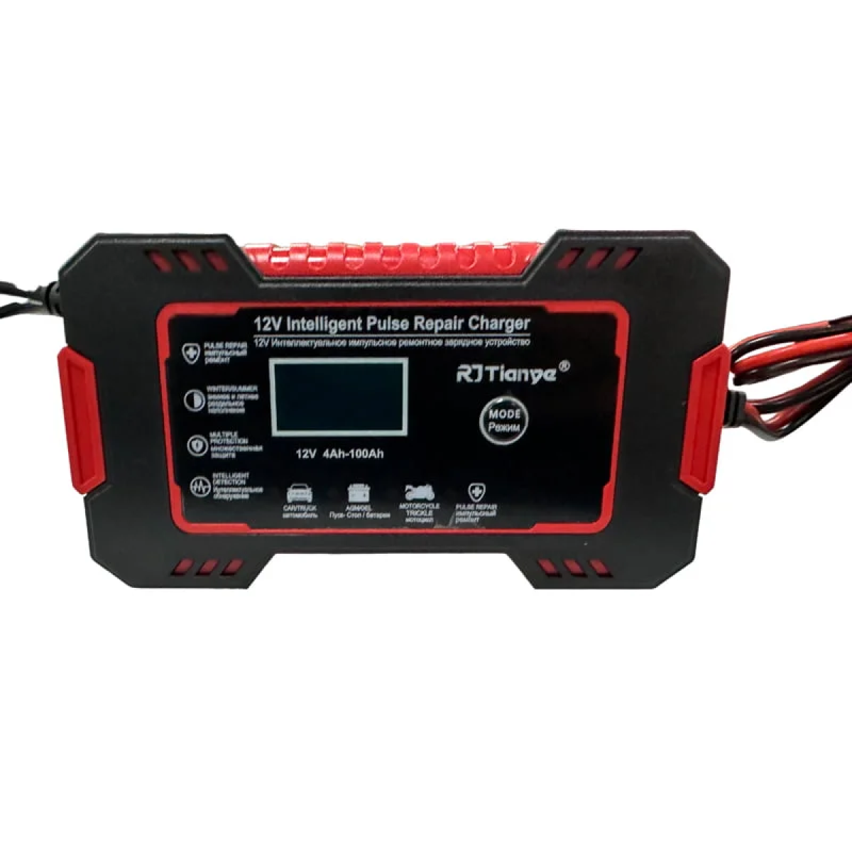 Φορτιστής Μπαταρίας Αυτοκινήτου 12V 4Ah–100Ah Με Οθόνη LCD RJ Tianye