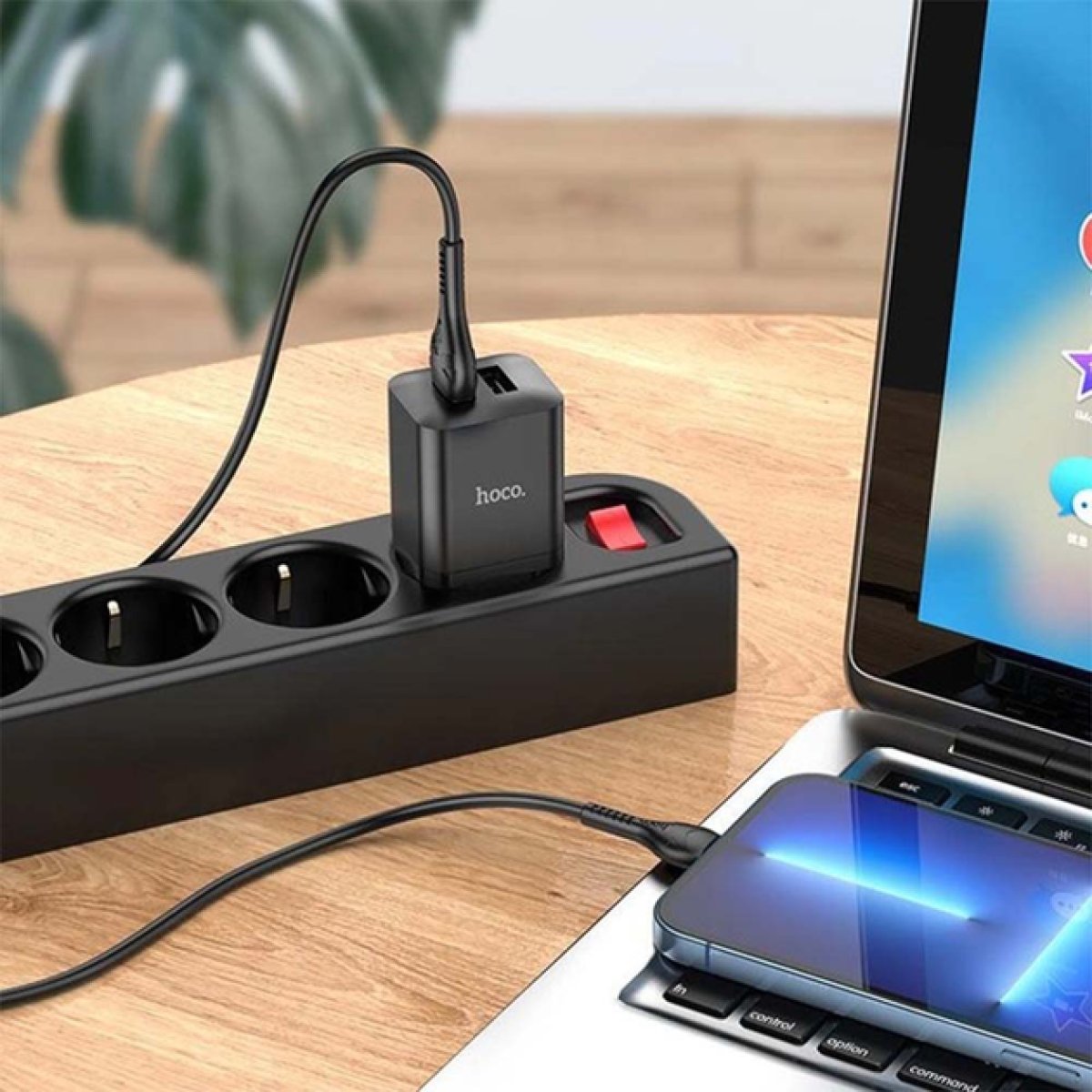 Φορτιστής Διπλής Θύρας 2xUSB-A με Καλώδιο Lightning Hoco N25 Maker
